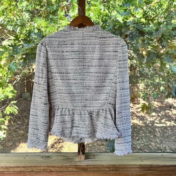 Rebecca Taylor Women's White And Black Tweed Peplum Jacket Size 8 - Picture 2 of 9